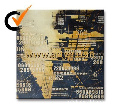 厂家批发定制数字字母+抽象建筑底纹油画——南安市亿辉油画工艺